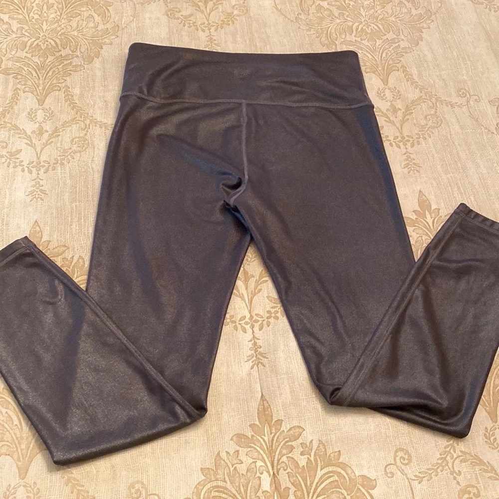 Athleta Elation High Rise Gray Silver Shimmer Leggings M - Picture 12 of 13